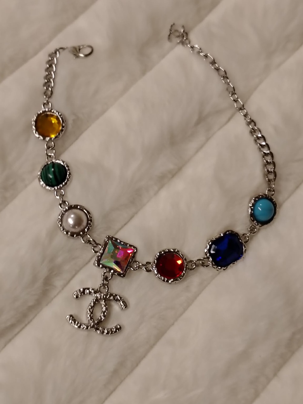 Multicolor Crystal Statement  with Logo Charm